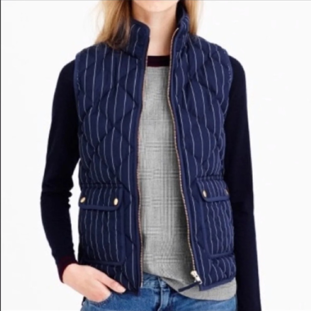 J.Crew Navy pinstriped Excursion quilted vest - Picture 5 of 12